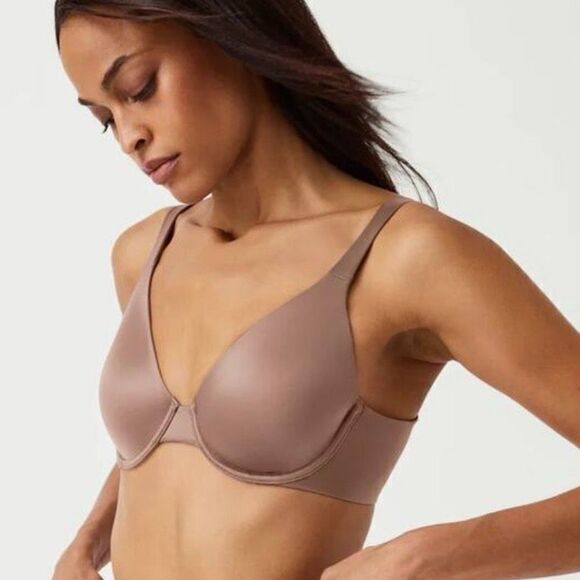 Spanx Unlined Full Coverage Seamless Underwire Silky Satin Bra Cafe Size 38C - Picture 1 of 15